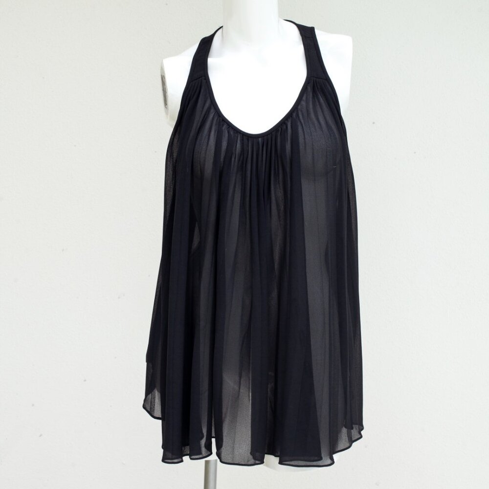 Club Monaco Black Sheer Pleated Halter Tank